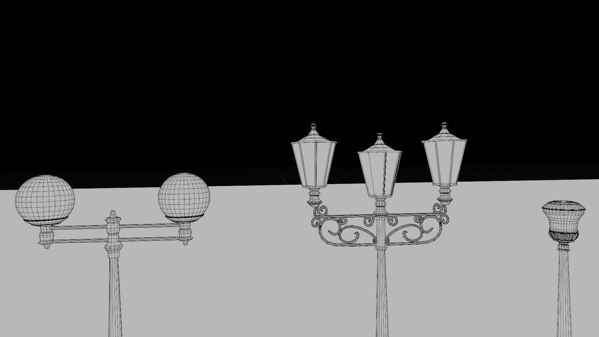 lowpoly street lights Low-poly 3D model_5