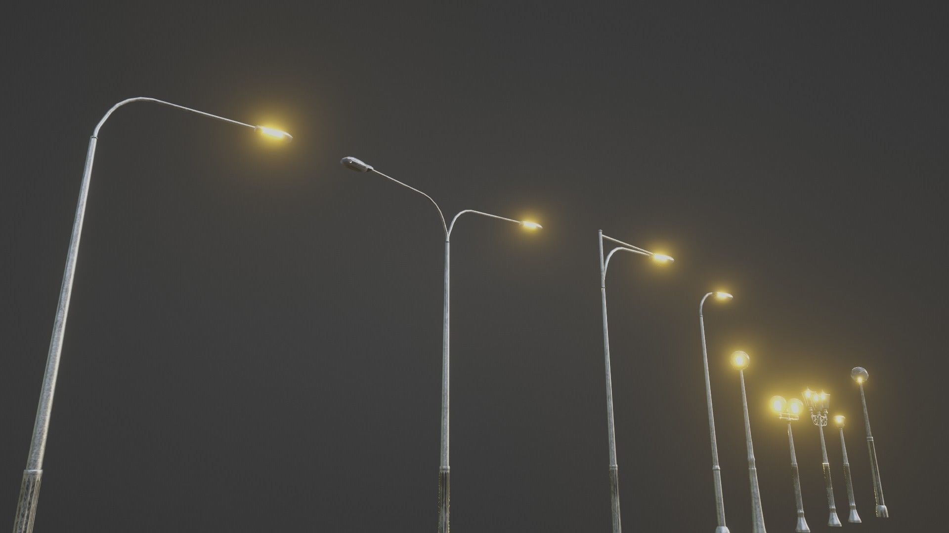 lowpoly street lights Low-poly 3D model_1