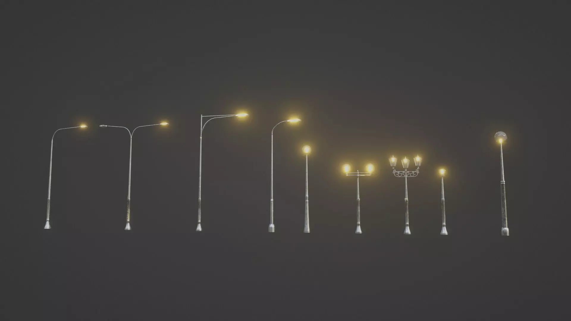 lowpoly street lights Low-poly 3D model_0