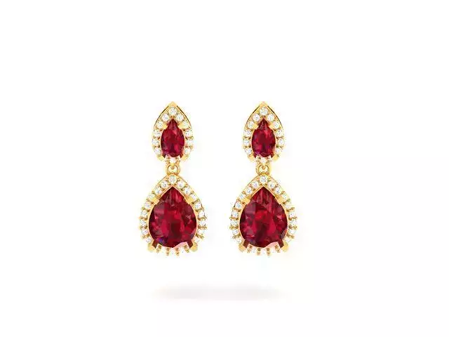 Women Pear Diamond Earrings 3D print model