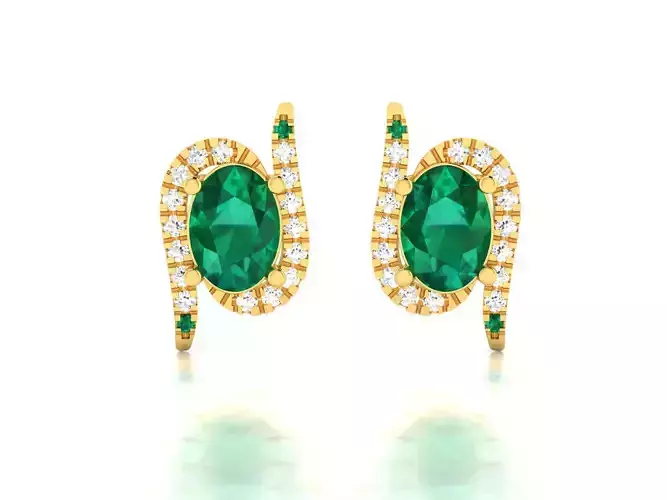 Women Oval Diamond Earrings