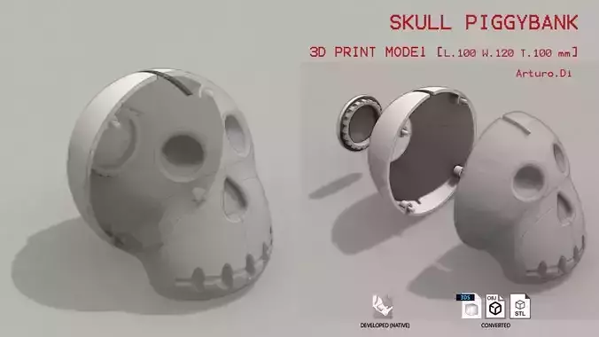 Skull Piggybank 3D print model