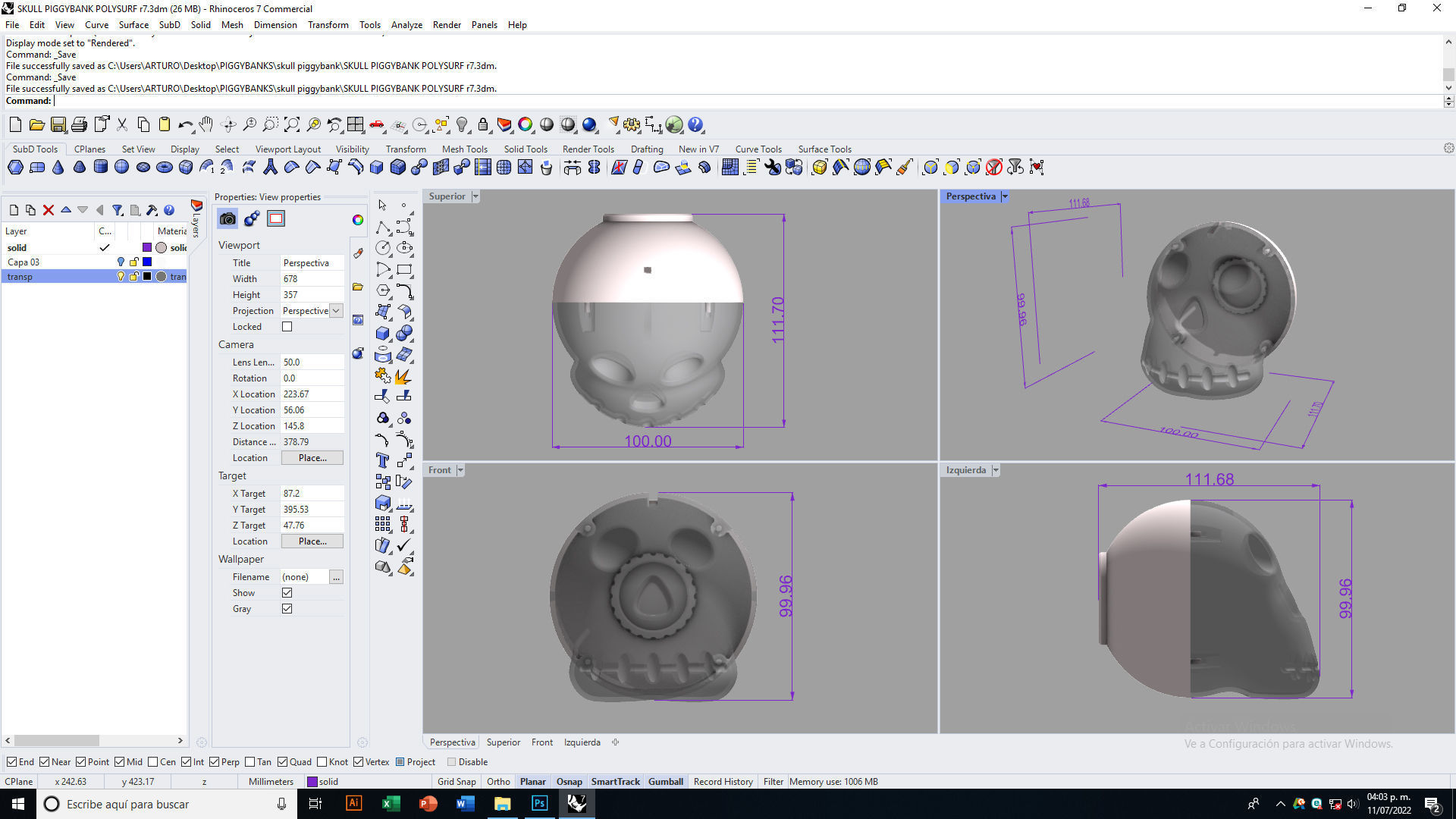 Skull Piggybank 3D print model_11