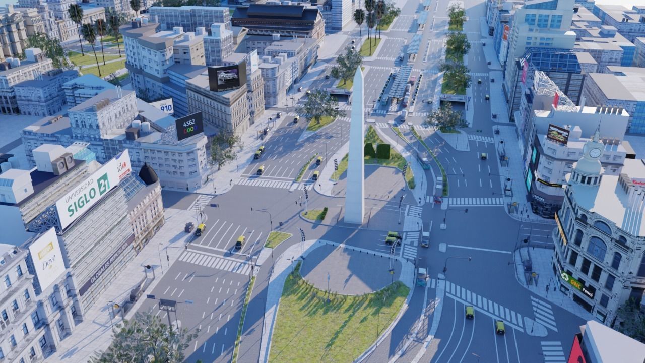 Buenos Aires City day and night 3D model_8