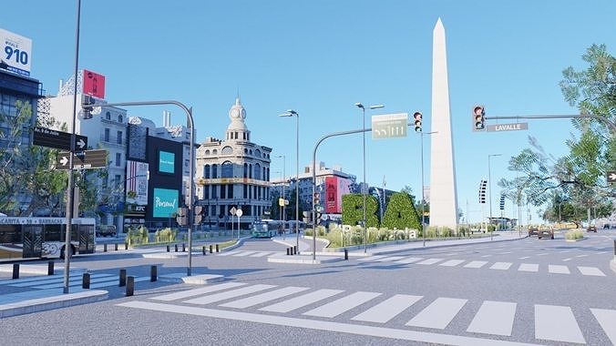 Buenos Aires City day and night 3D model 2