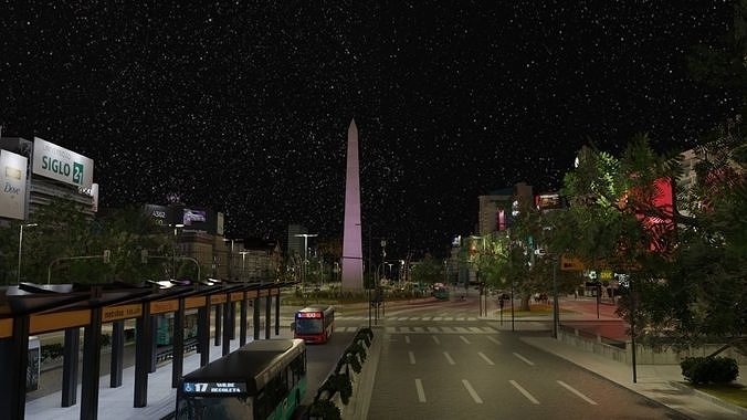 Buenos Aires City day and night 3D model 5