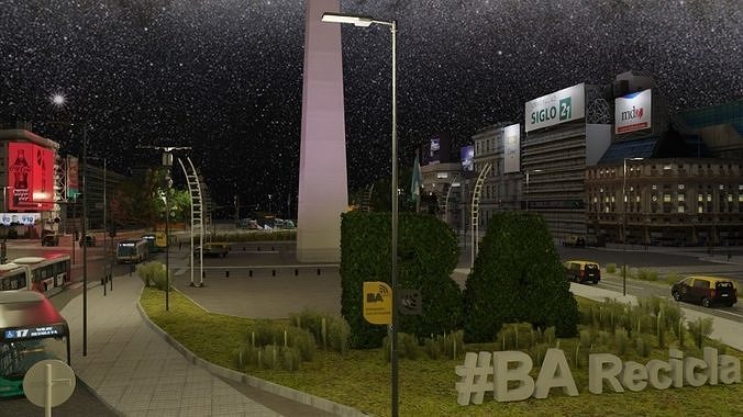 Buenos Aires City day and night 3D model 3