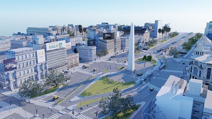 Buenos Aires City day and night 3D model 4