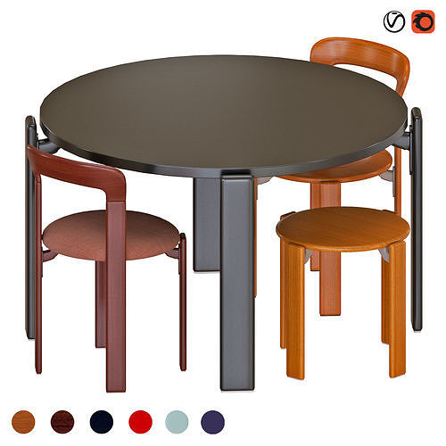 HAY REY TABLE AND CHAIRS 3D model