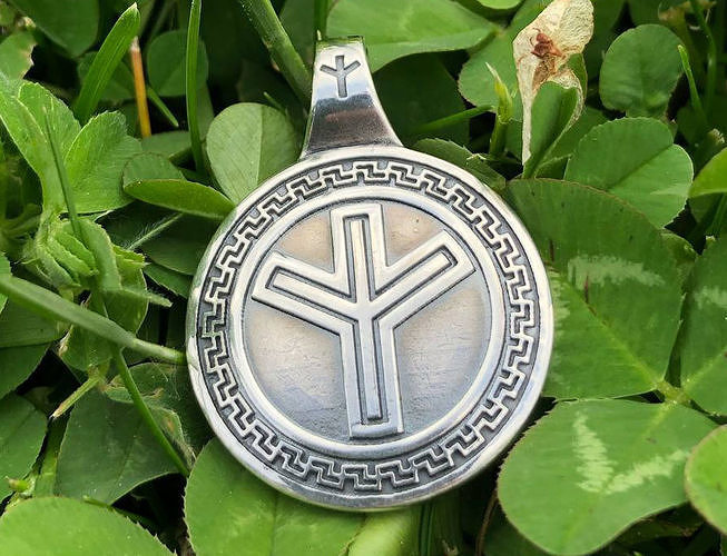 Pendant rune Algiz 3d model with Black Sun back viking jewelry 3D print model