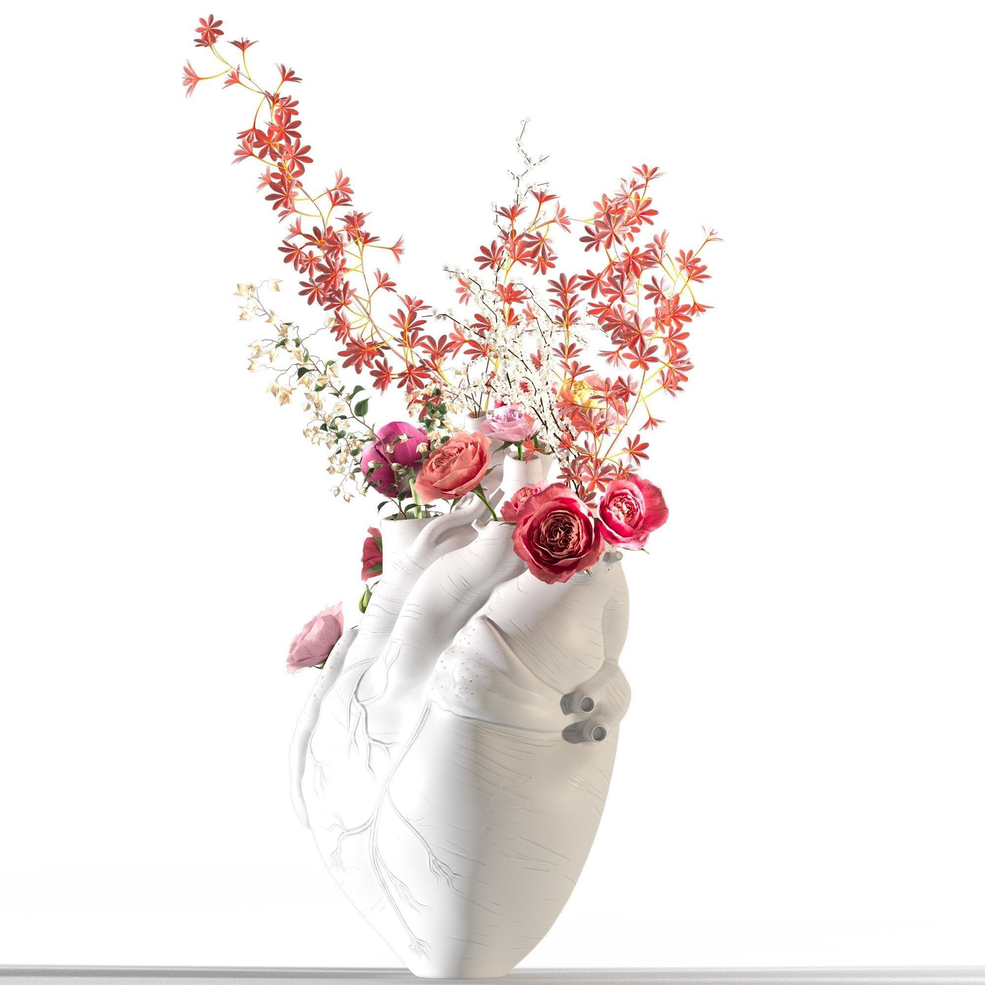 Heart Vase White 3D model_2
