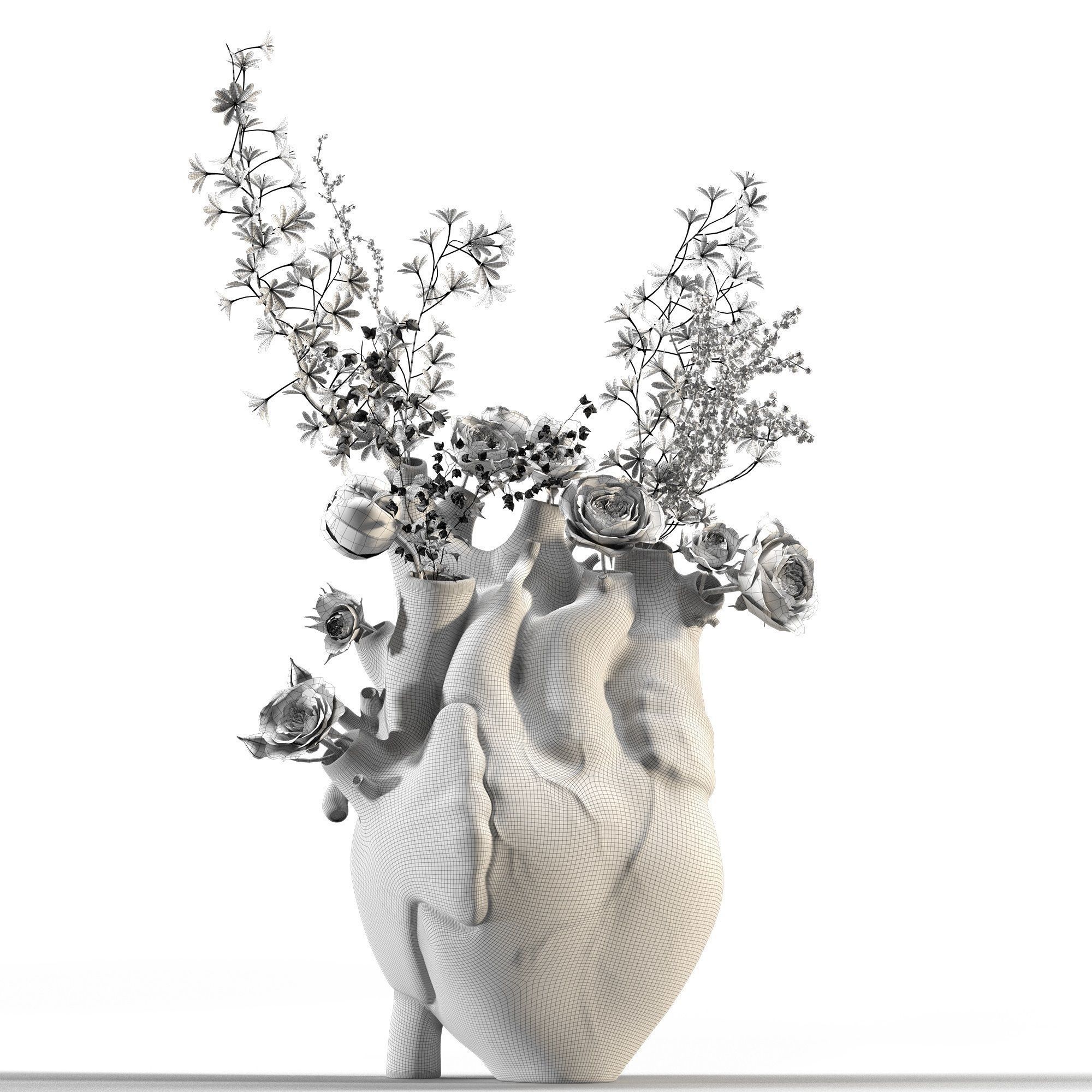 Heart Vase White 3D model_5