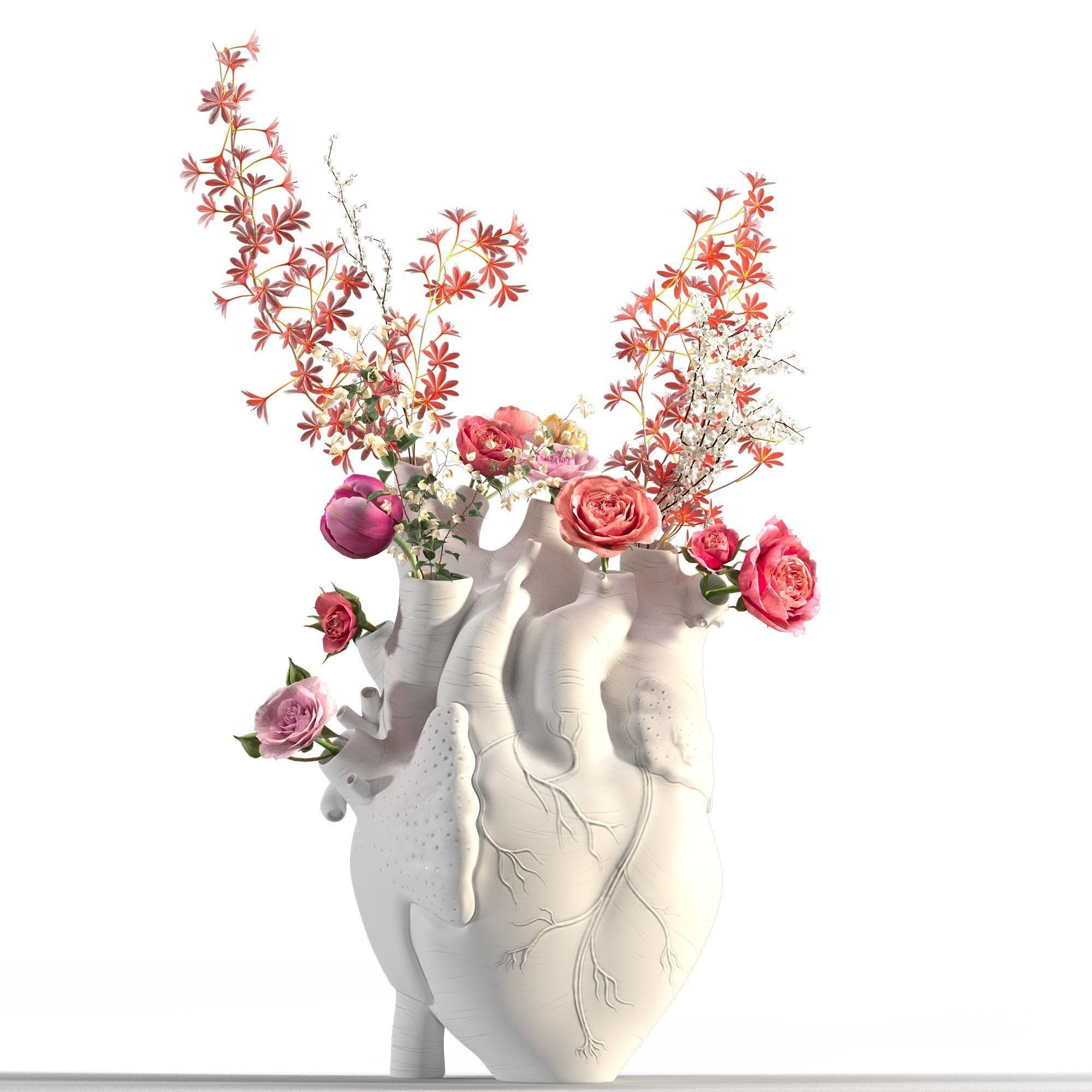 Heart Vase White 3D model_1