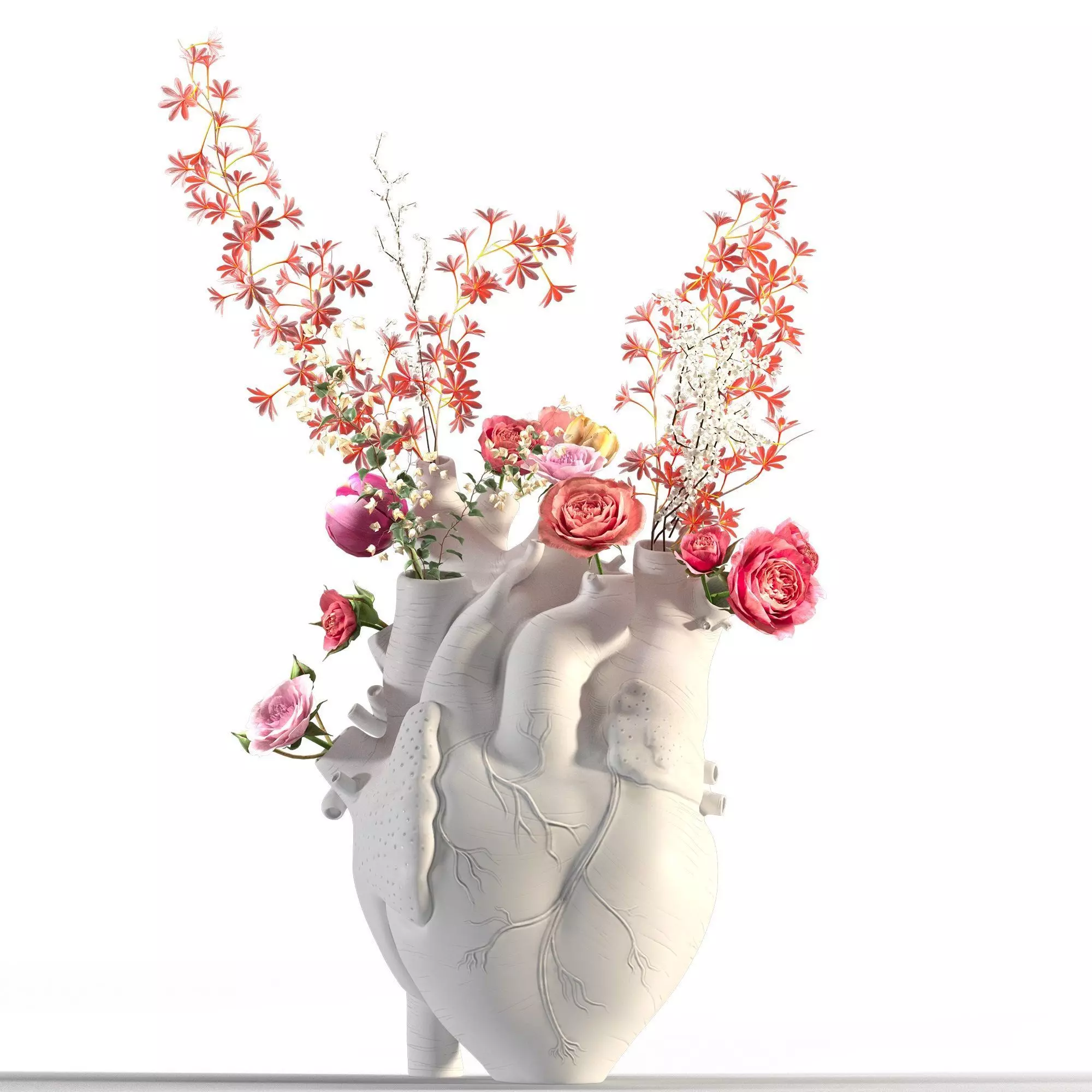 Heart Vase White 3D model_0
