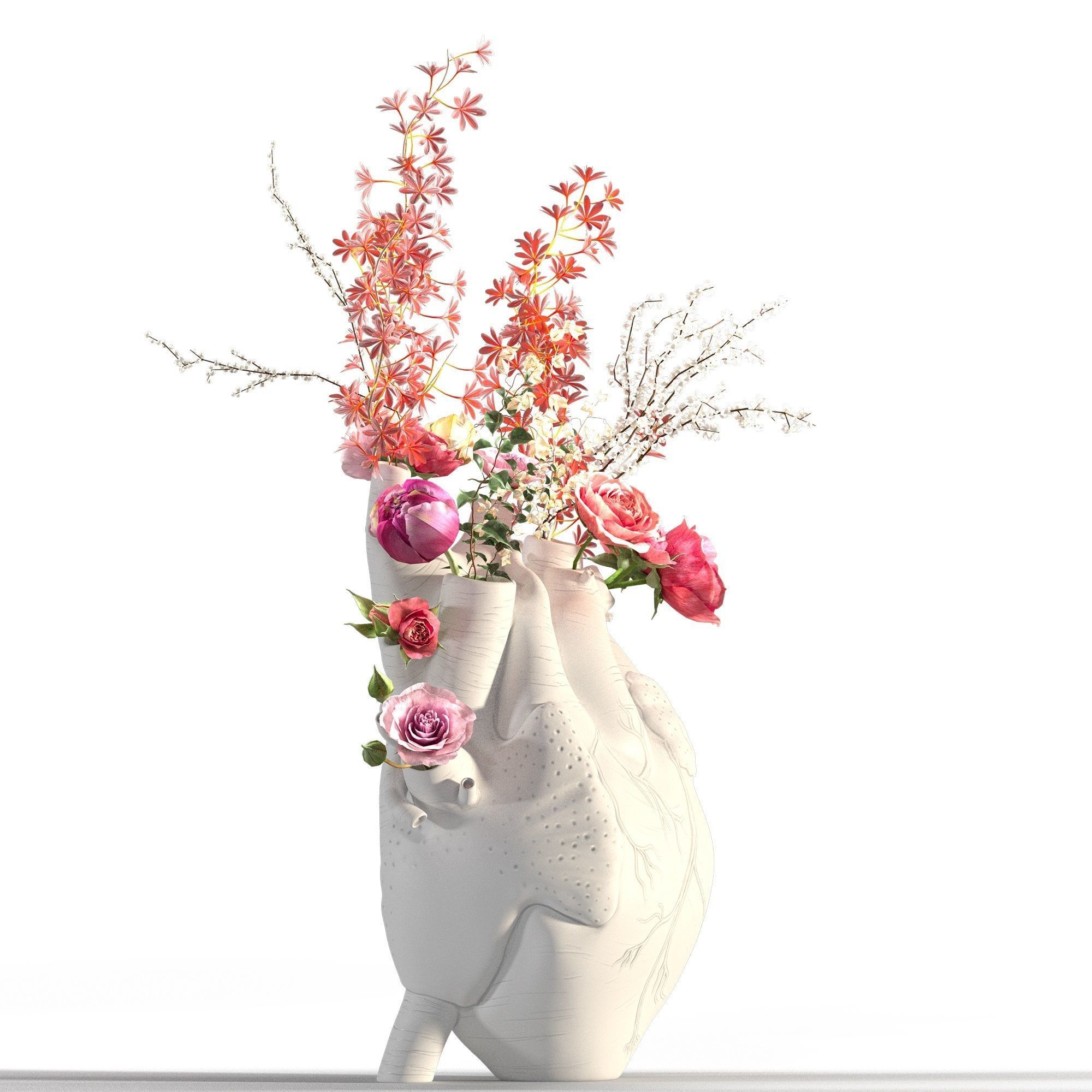 Heart Vase White 3D model_3
