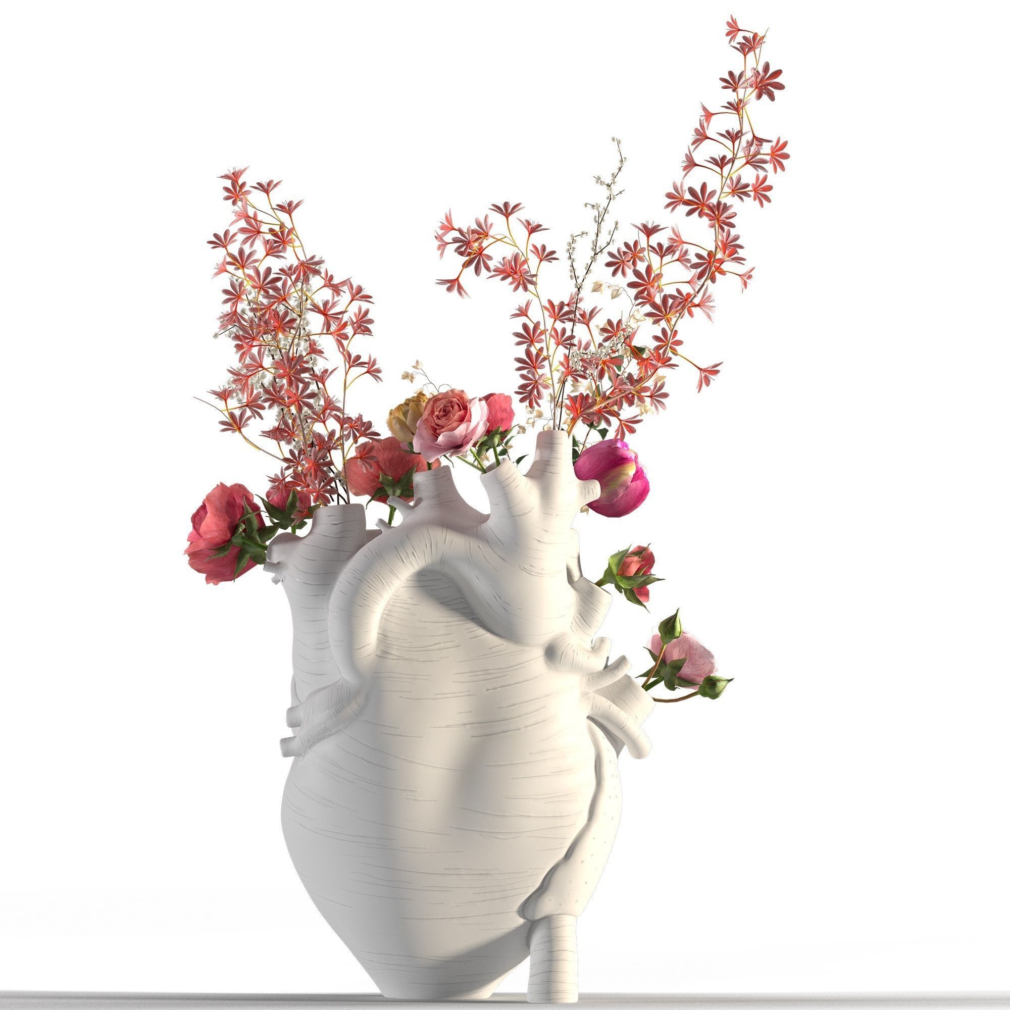 Heart Vase White 3D model_4