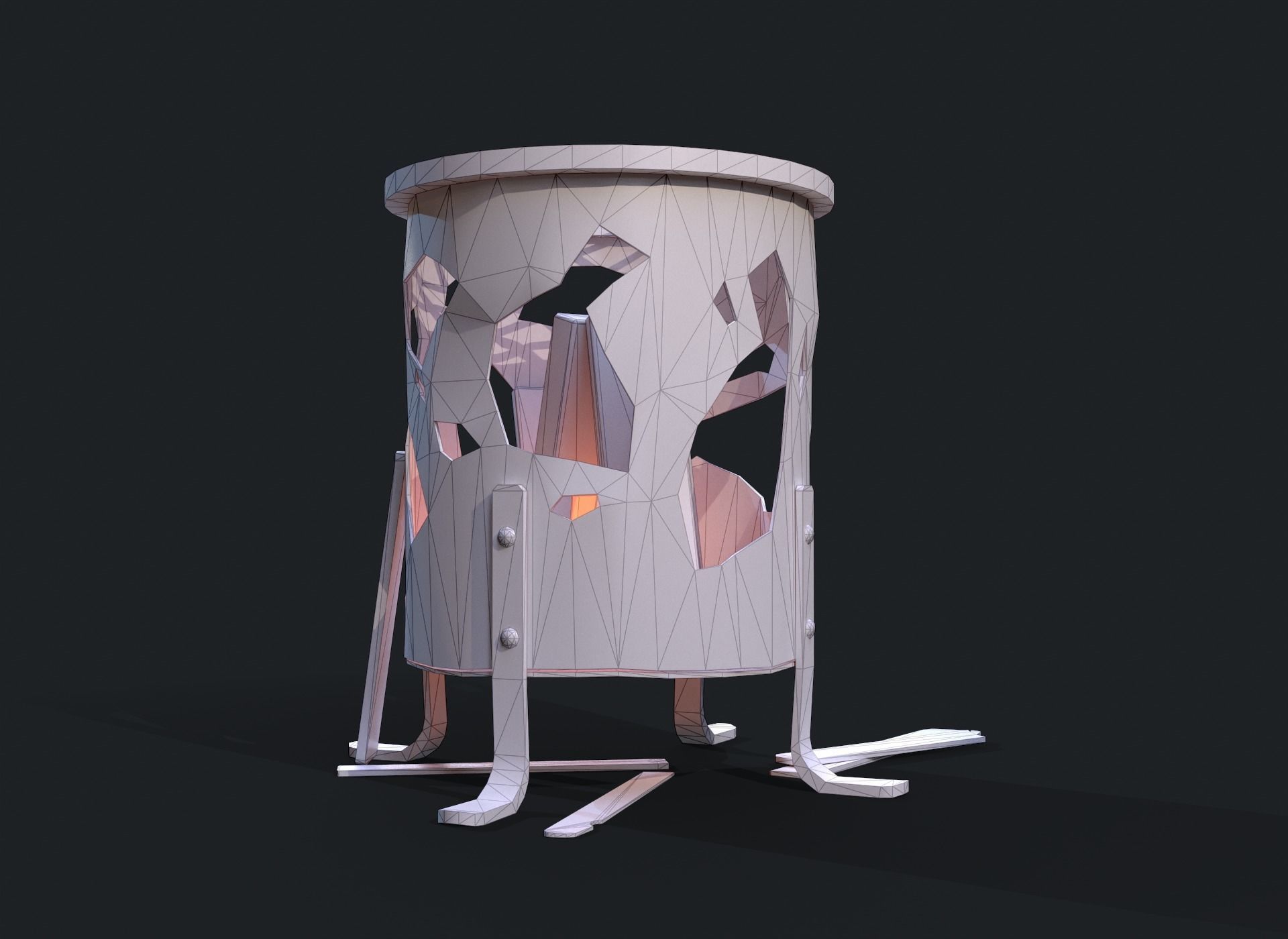 Old Braizer Low-poly 3D model_5