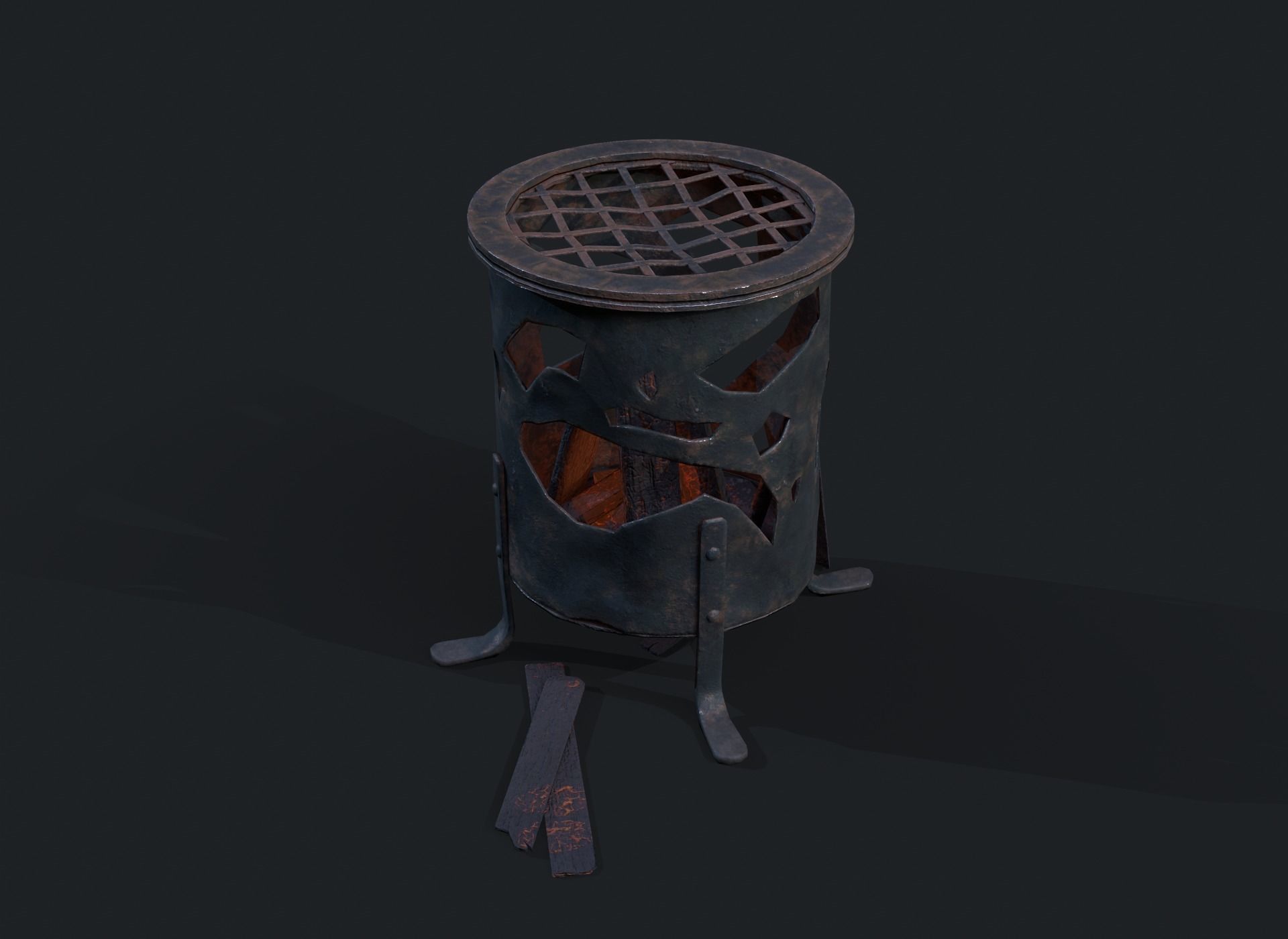 Old Braizer Low-poly 3D model_2