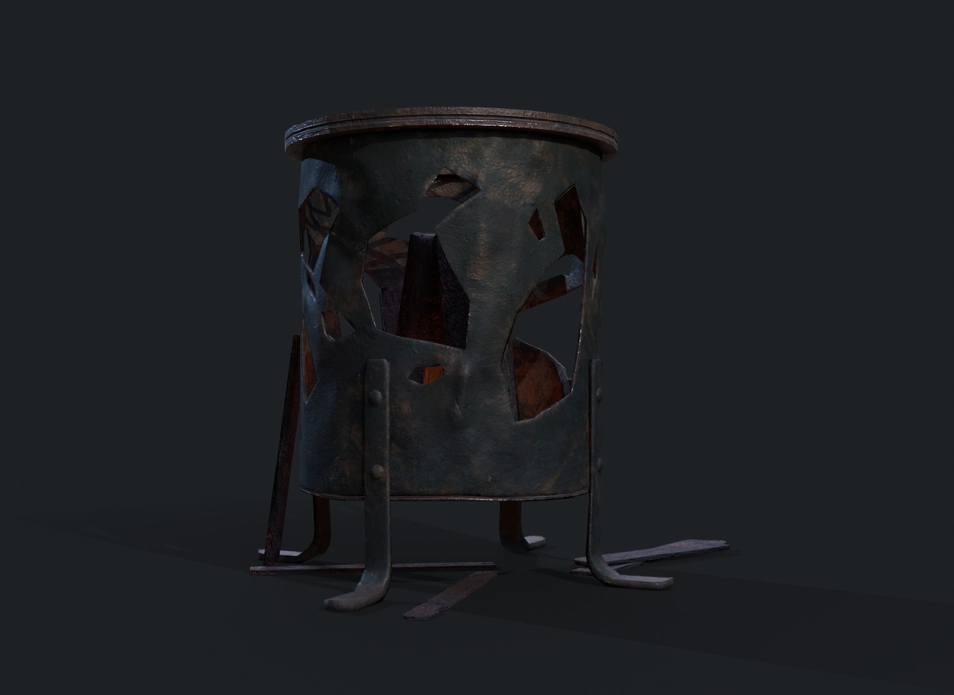 Old Braizer Low-poly 3D model_3