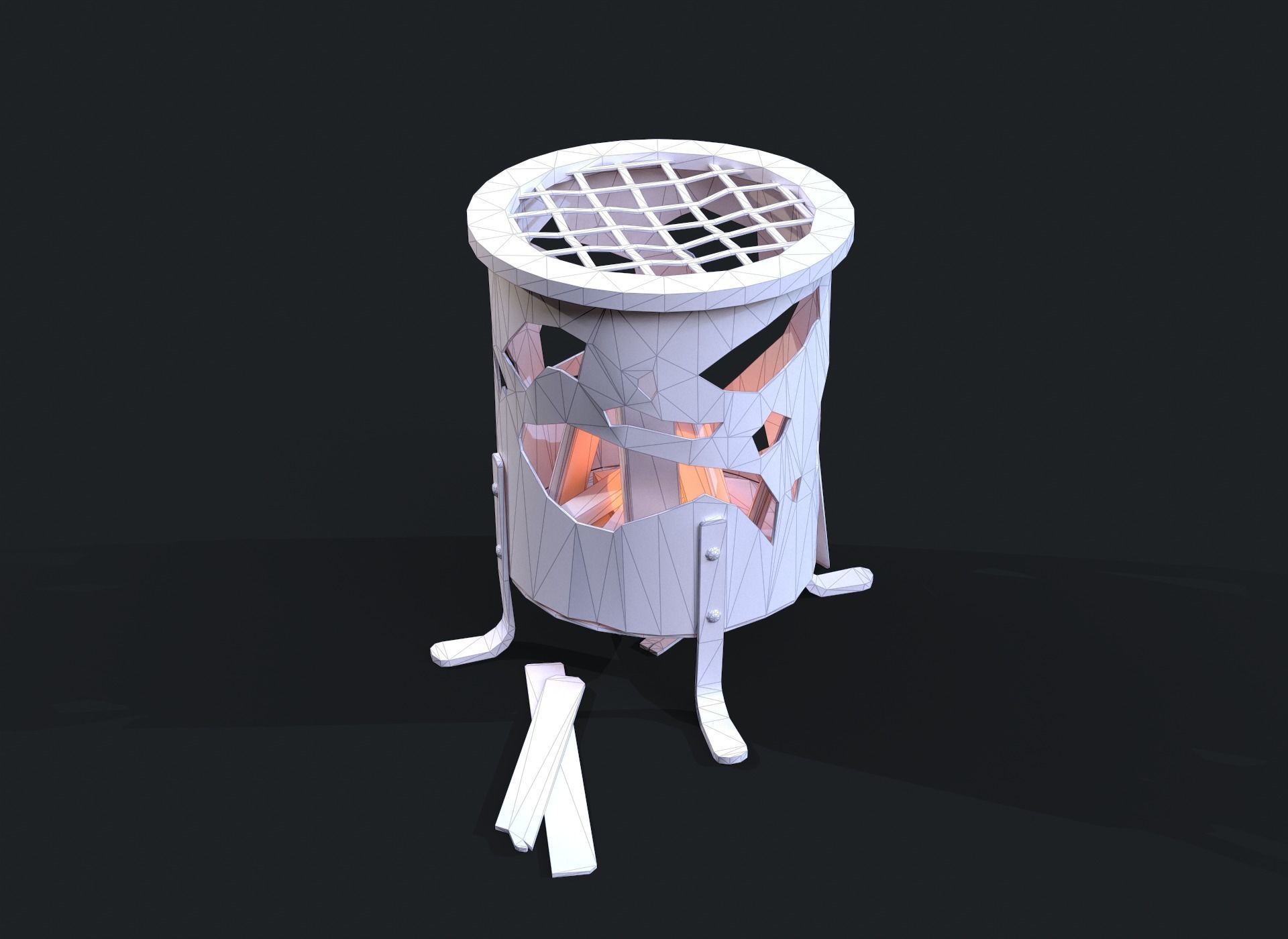 Old Braizer Low-poly 3D model_6