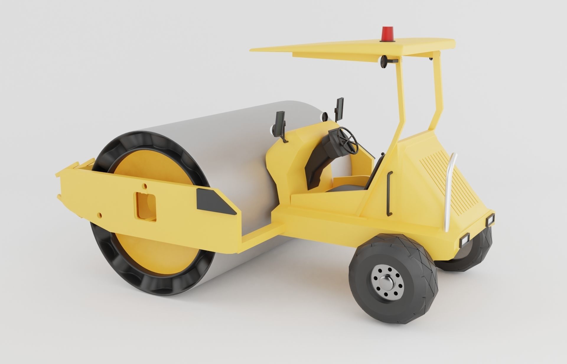 Road roller machine  isolated on white Low-poly 3D model_5