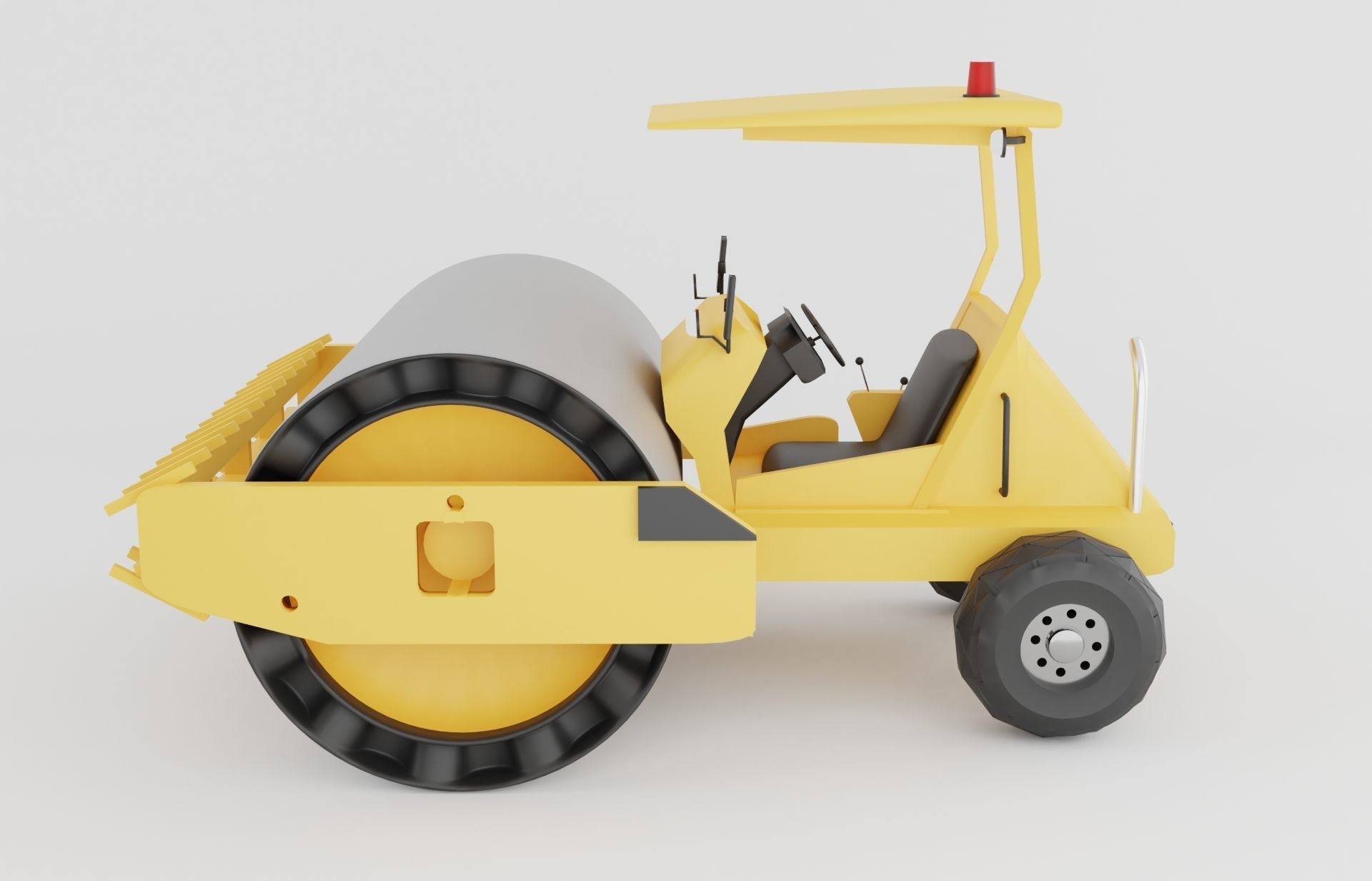 Road roller machine  isolated on white Low-poly 3D model_4