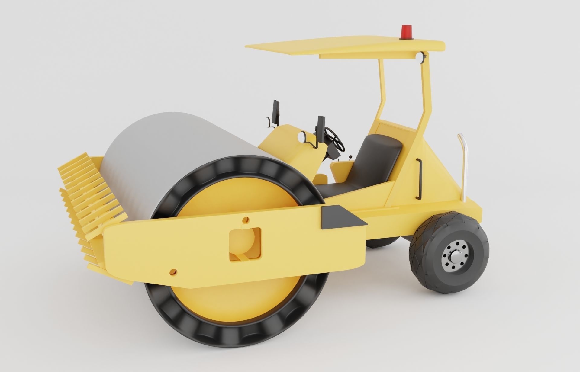 Road roller machine  isolated on white Low-poly 3D model_3