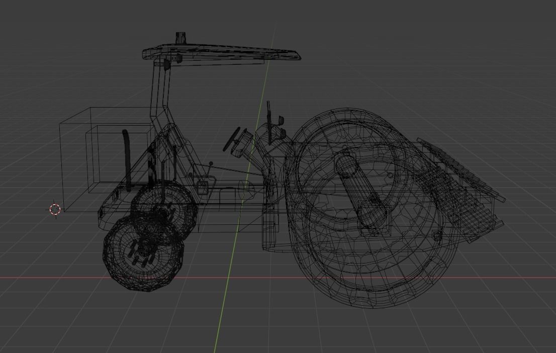 Road roller machine  isolated on white Low-poly 3D model_18