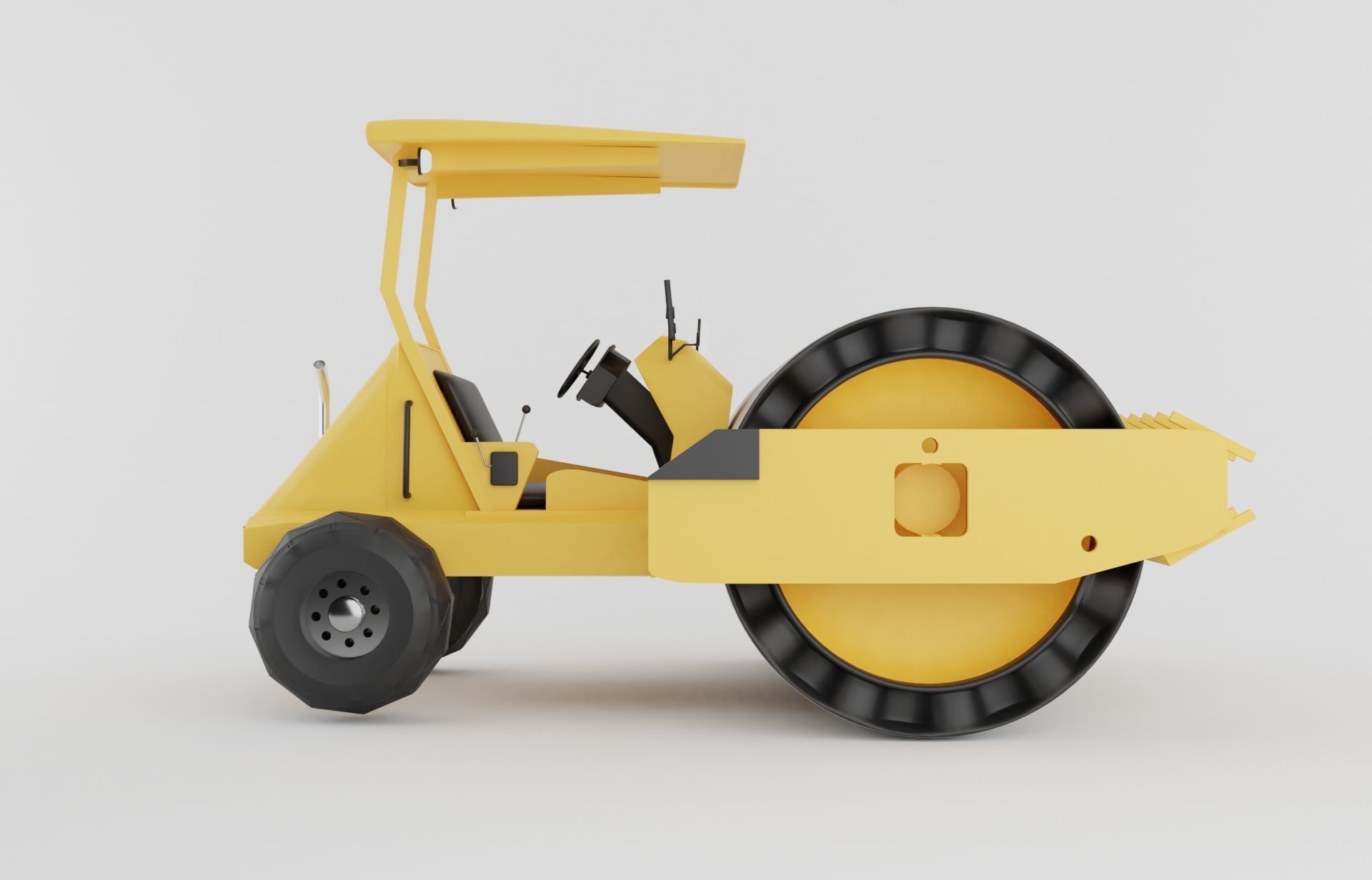 Road roller machine  isolated on white Low-poly 3D model_8