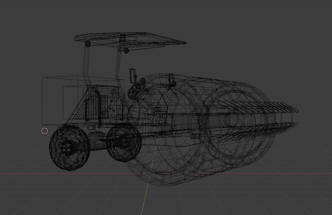 Road roller machine  isolated on white Low-poly 3D model_15