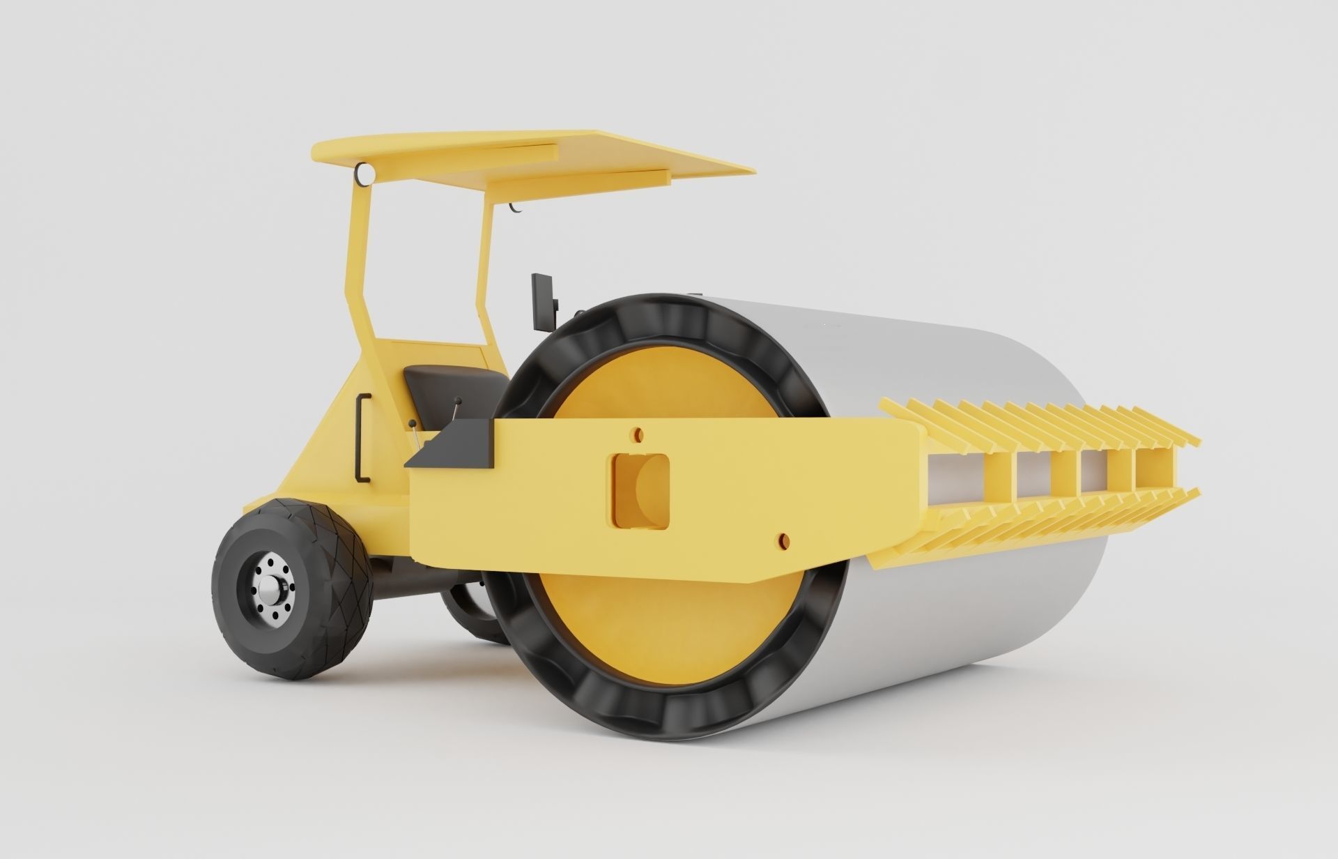 Road roller machine  isolated on white Low-poly 3D model_1