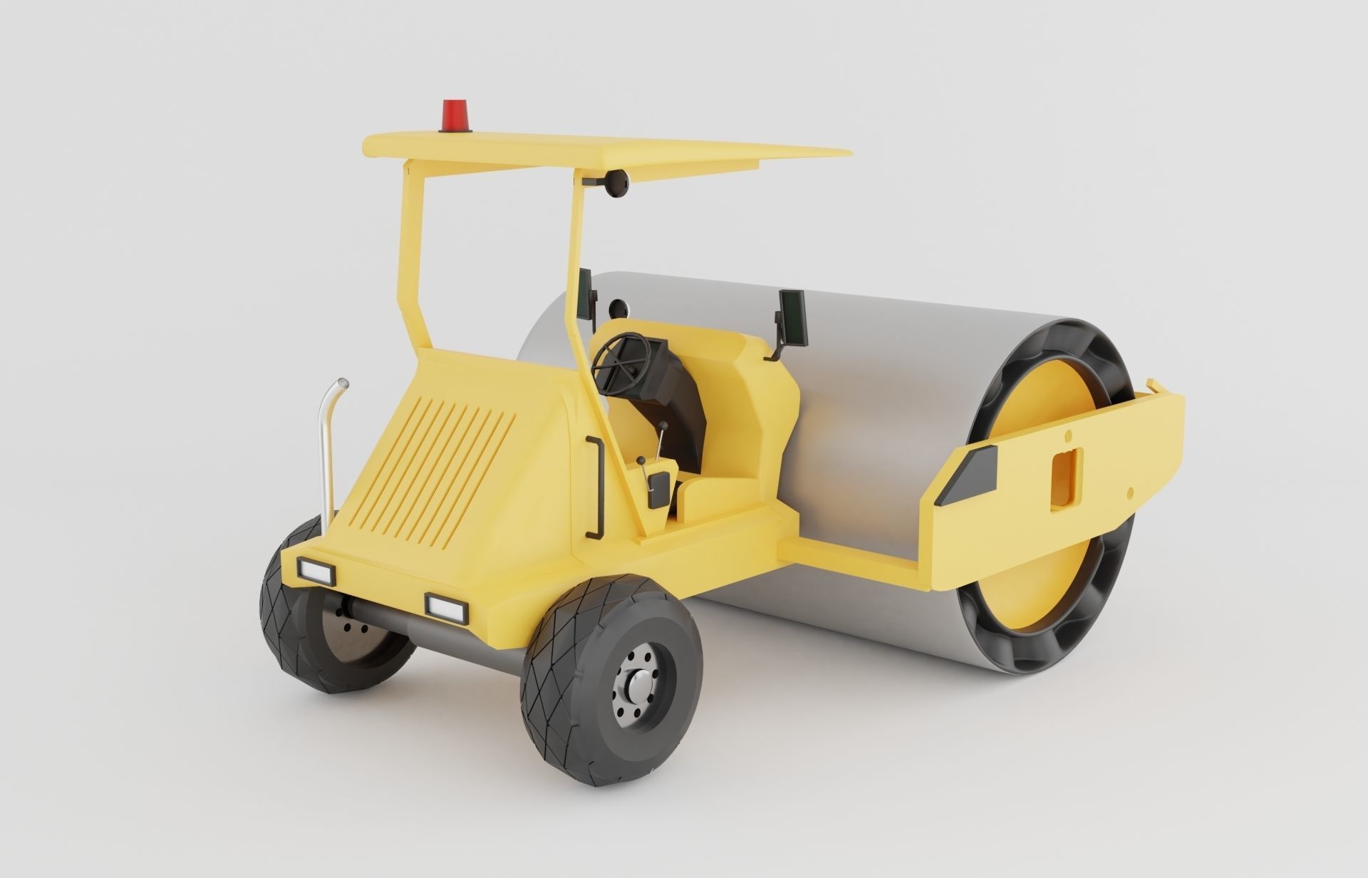 Road roller machine  isolated on white Low-poly 3D model_7