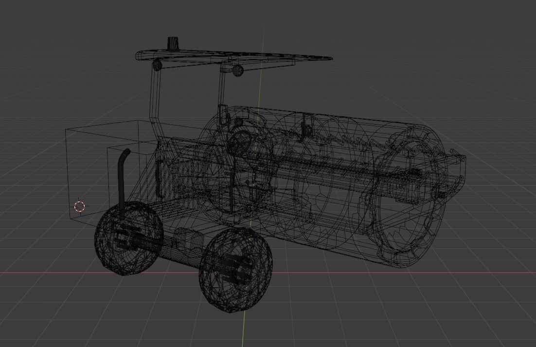 Road roller machine  isolated on white Low-poly 3D model_17