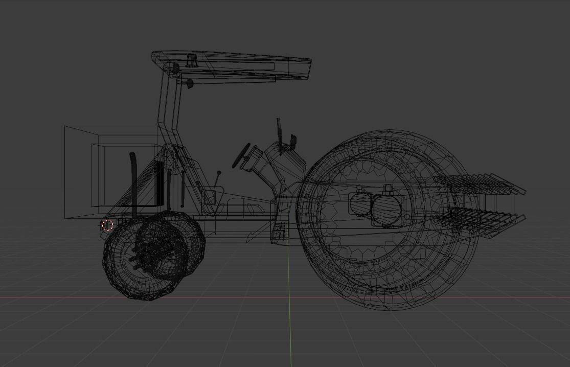 Road roller machine  isolated on white Low-poly 3D model_14