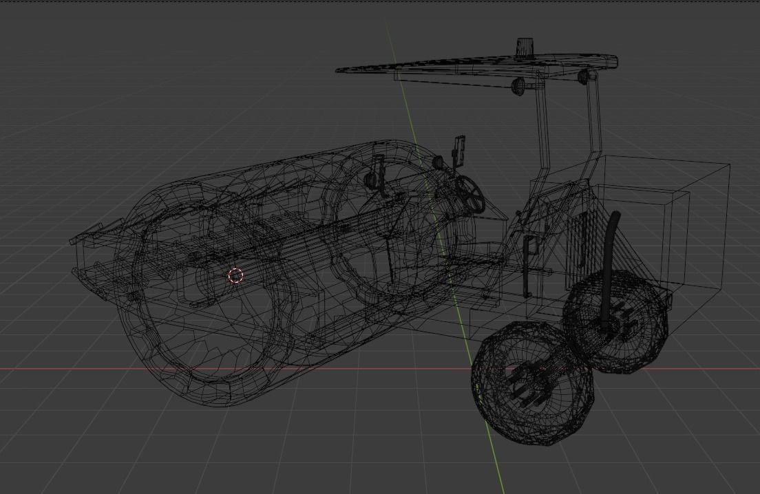 Road roller machine  isolated on white Low-poly 3D model_11