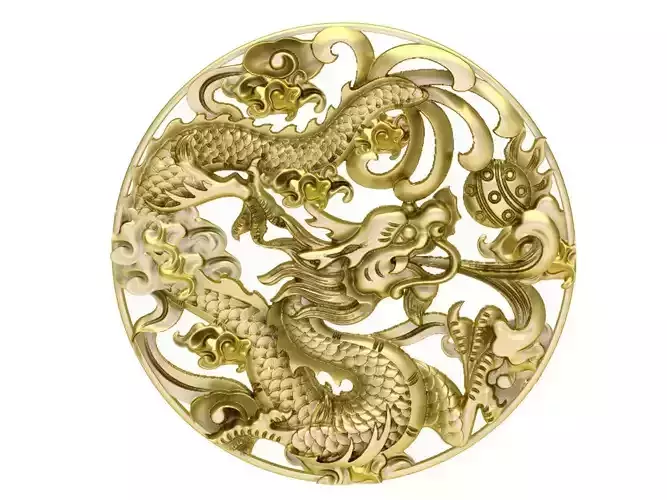 FengShui Lucky Dragon Pendant 3299 3D print model