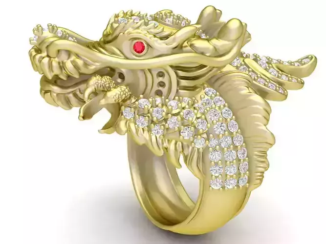 lucky fengshui diamond dragon men ring 3300