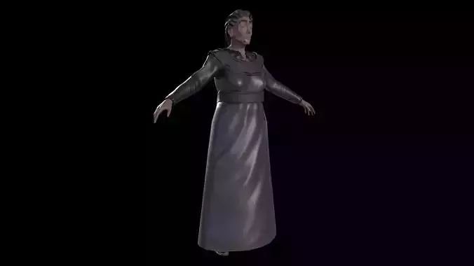 Old Woman Game Ready Low Poly 3D Model