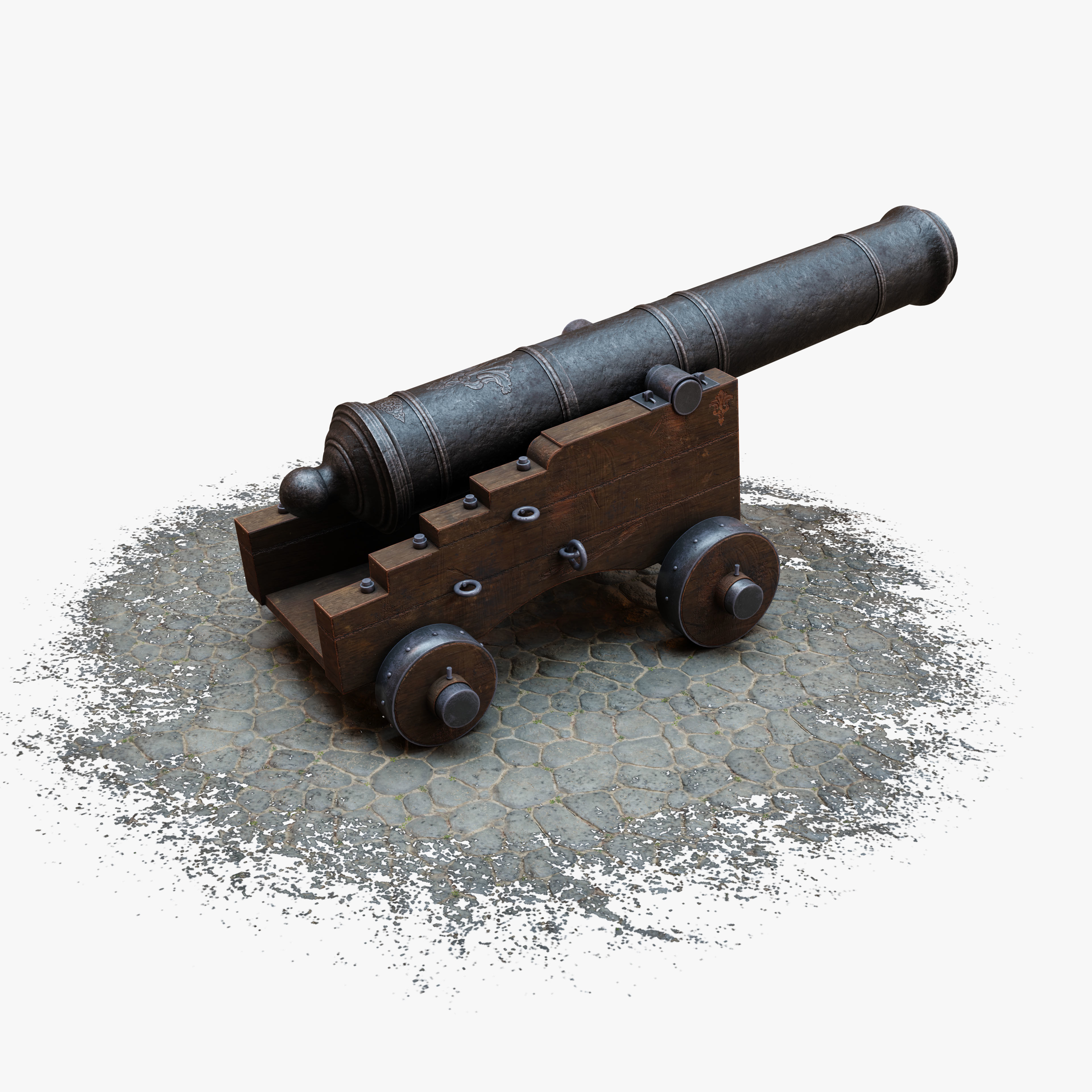 Vintage-Cannon old cannon 3D model_1