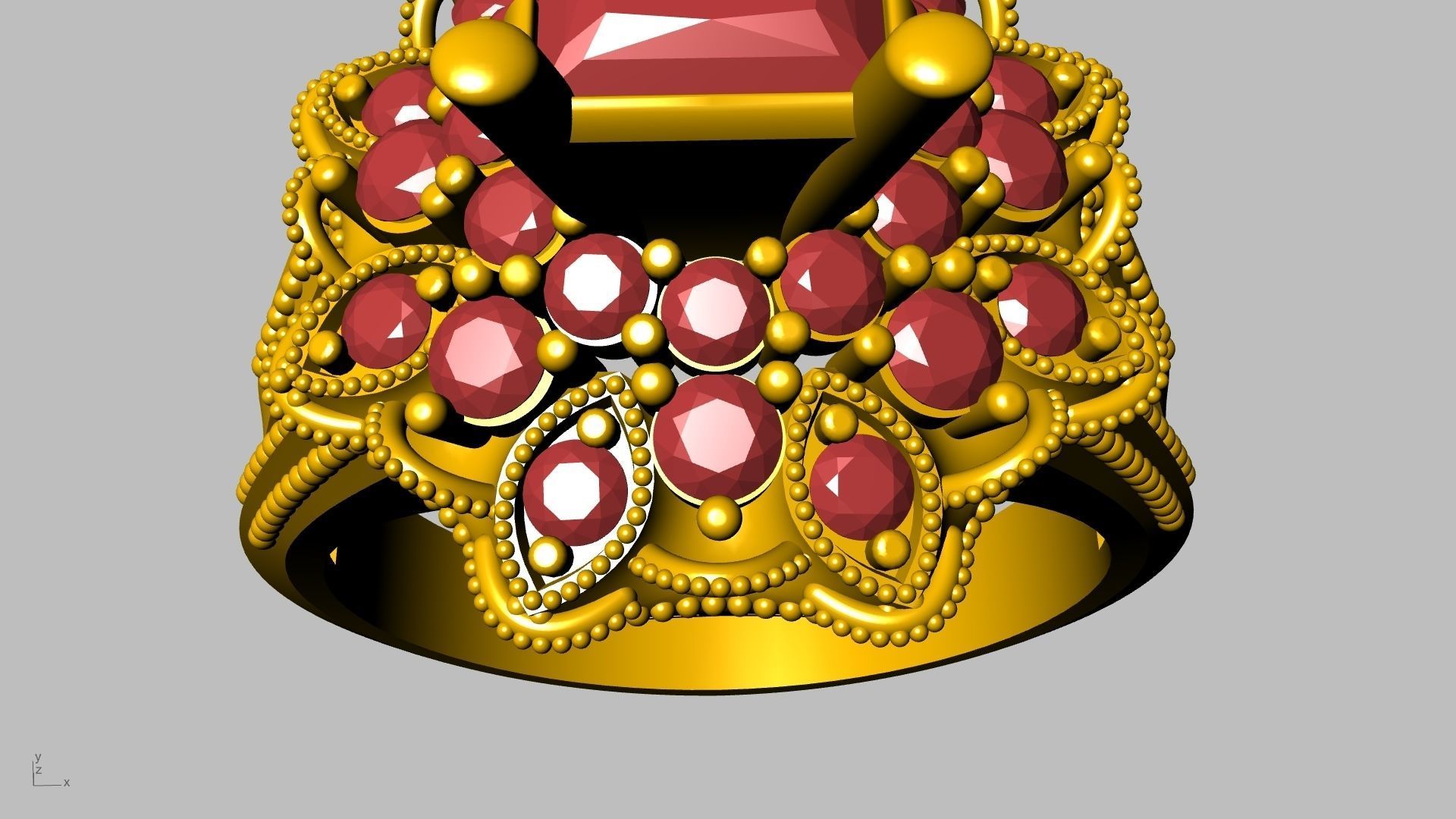 princess cut milgrain step diamond ring stl verified  3D print model_18