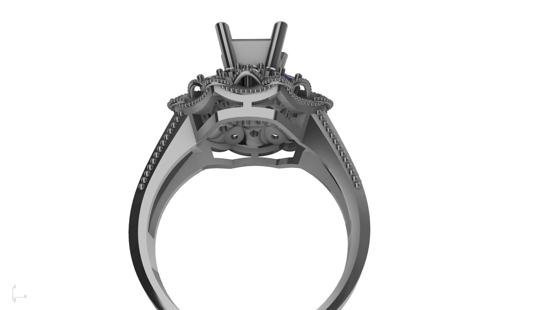 princess cut milgrain step diamond ring stl verified  3D print model_7