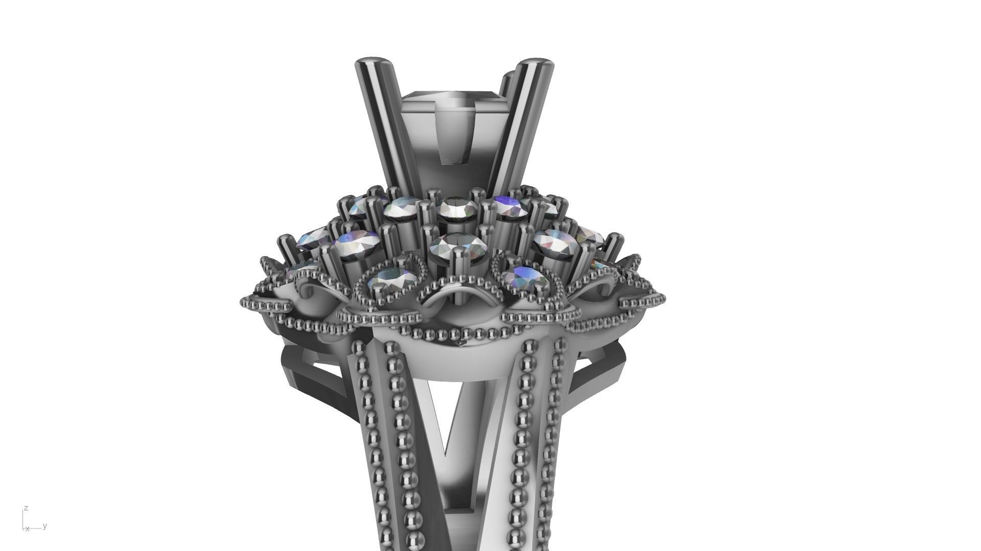 princess cut milgrain step diamond ring stl verified  3D print model_2