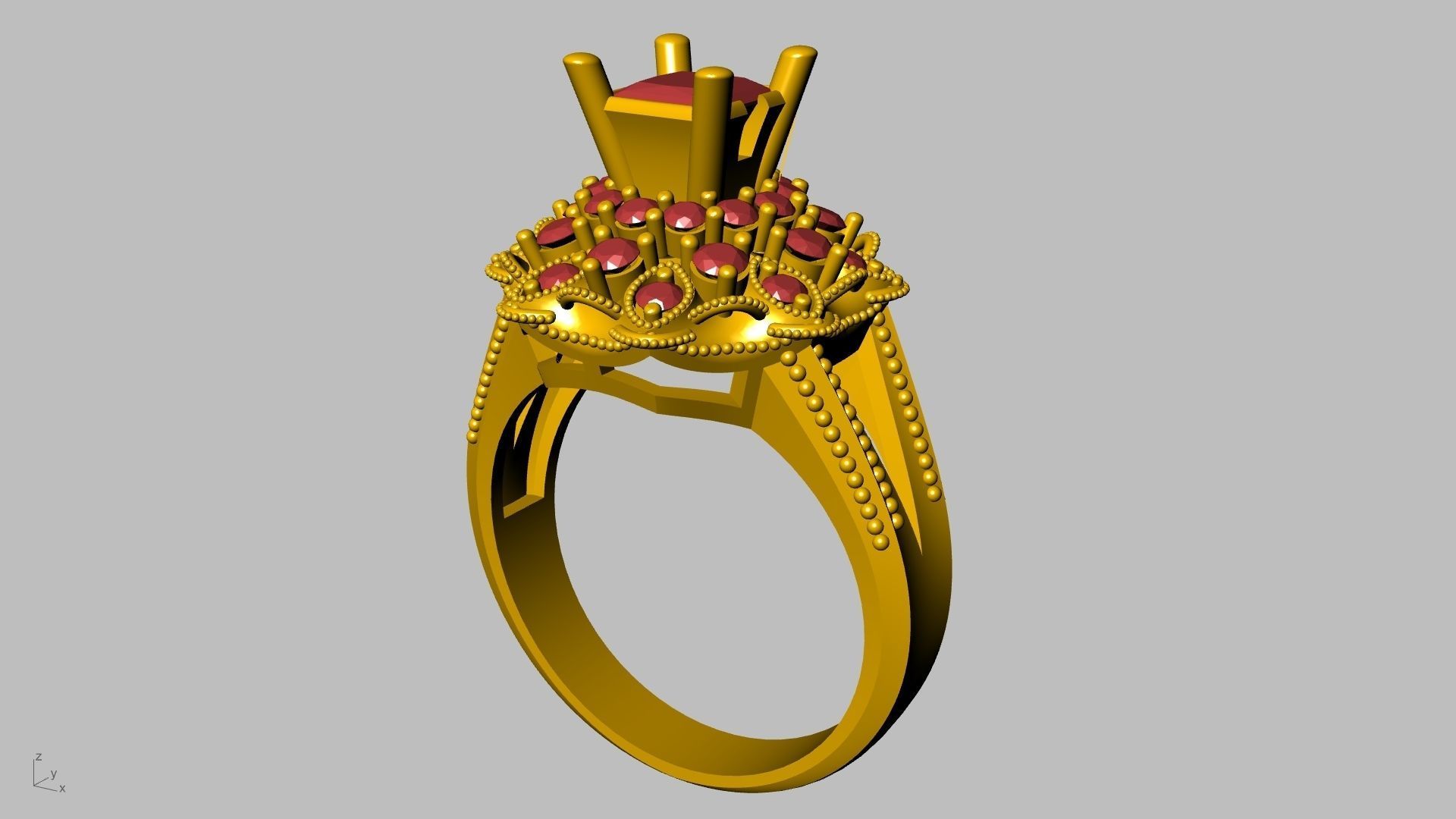 princess cut milgrain step diamond ring stl verified  3D print model_20