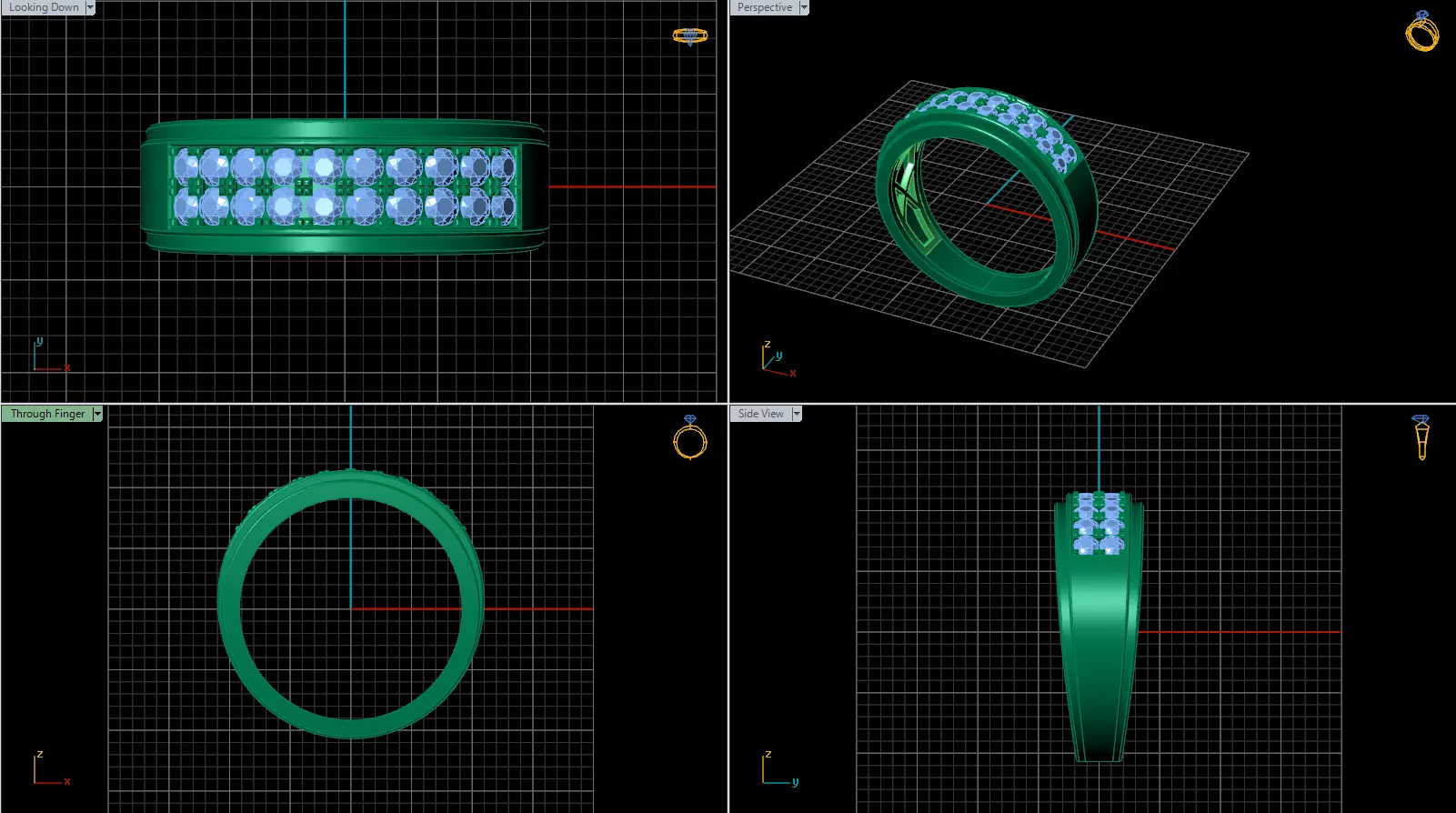 CG20220003 - Diamond ring for women - Twin gem line 3D print model