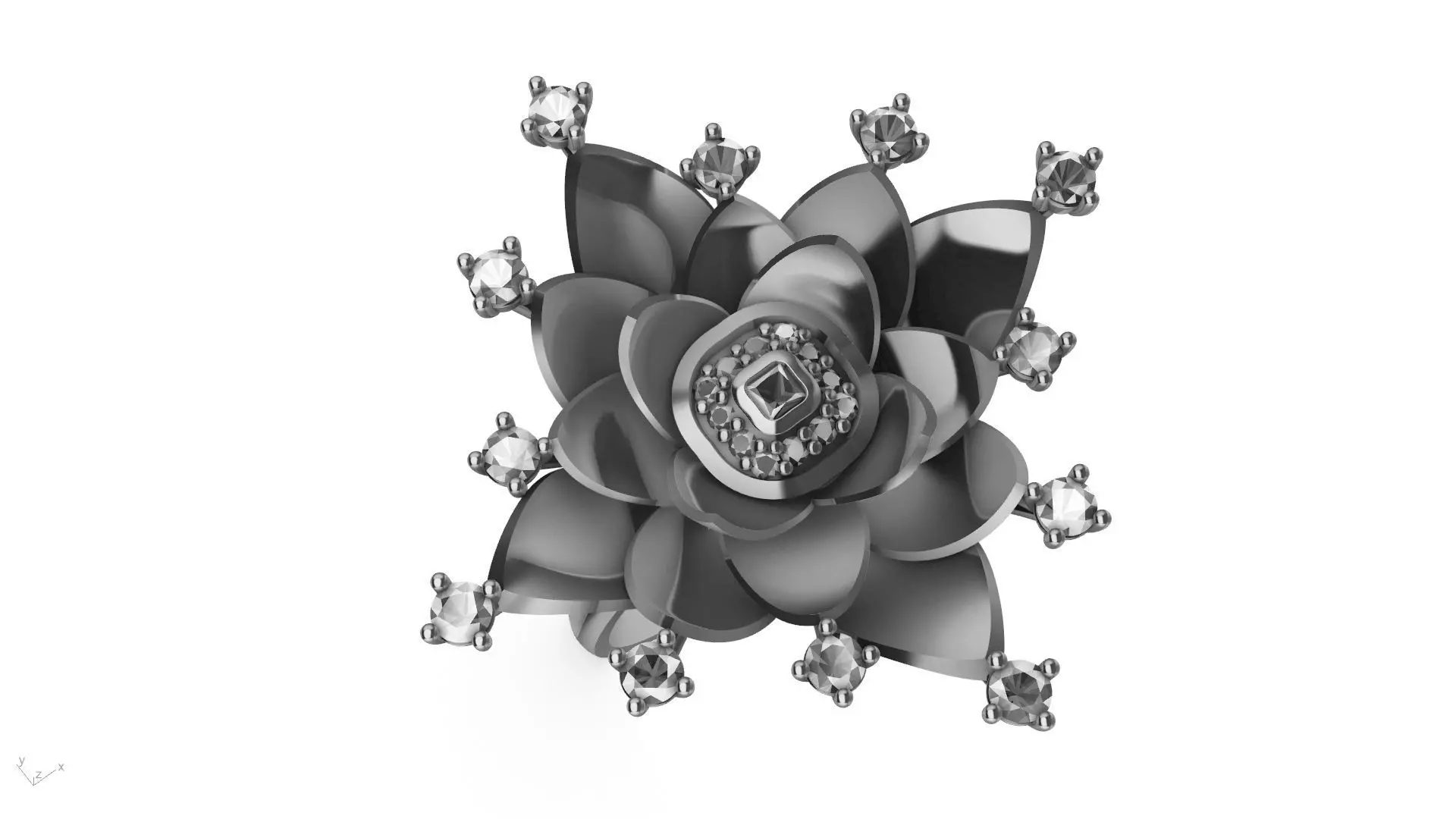 flower princess cut halo ring stl verified 3D print model