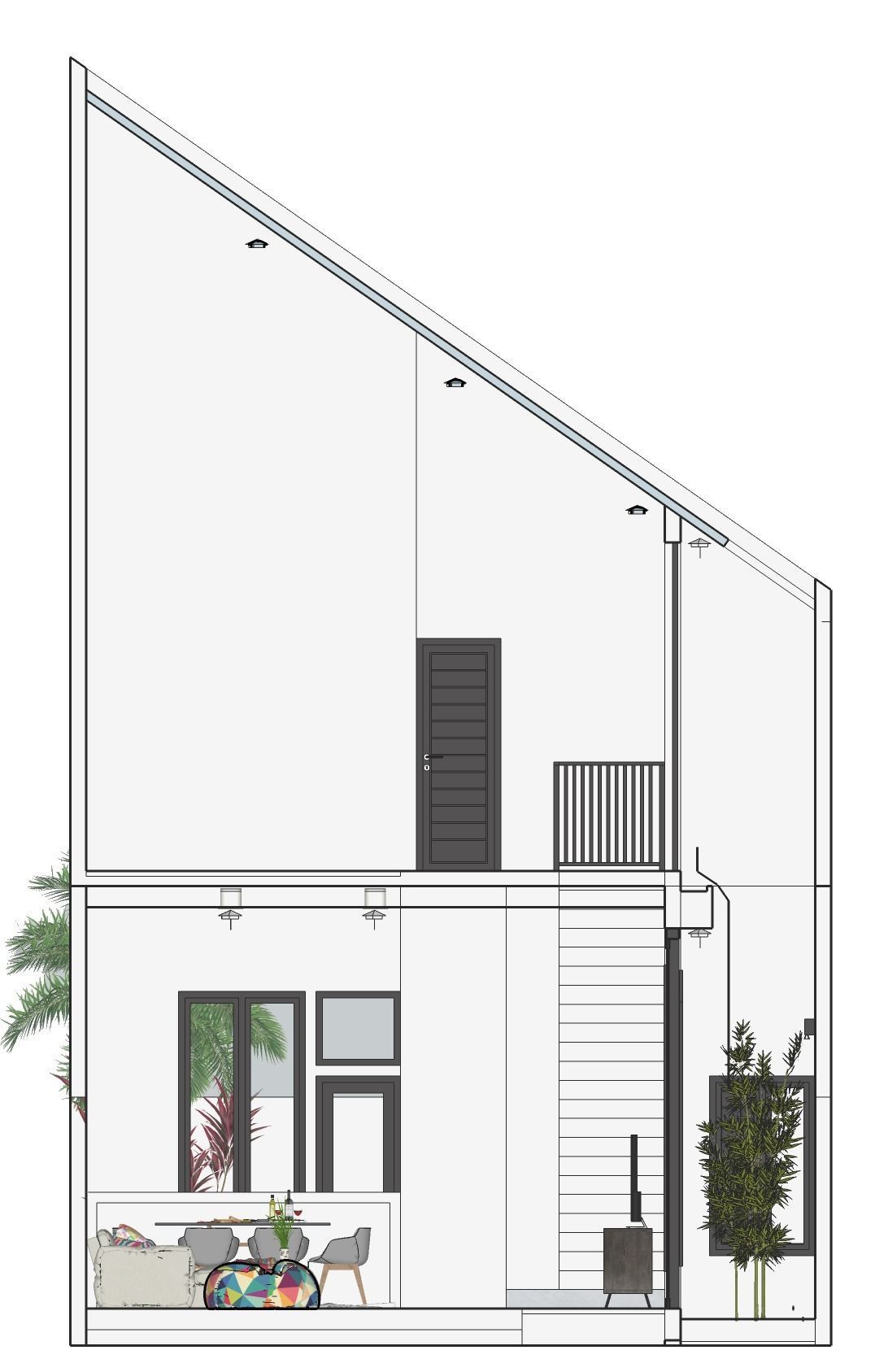 TERRACE HOUSE EXTERIOR AND INTERIOR DESIGN Low-poly 3D model_11