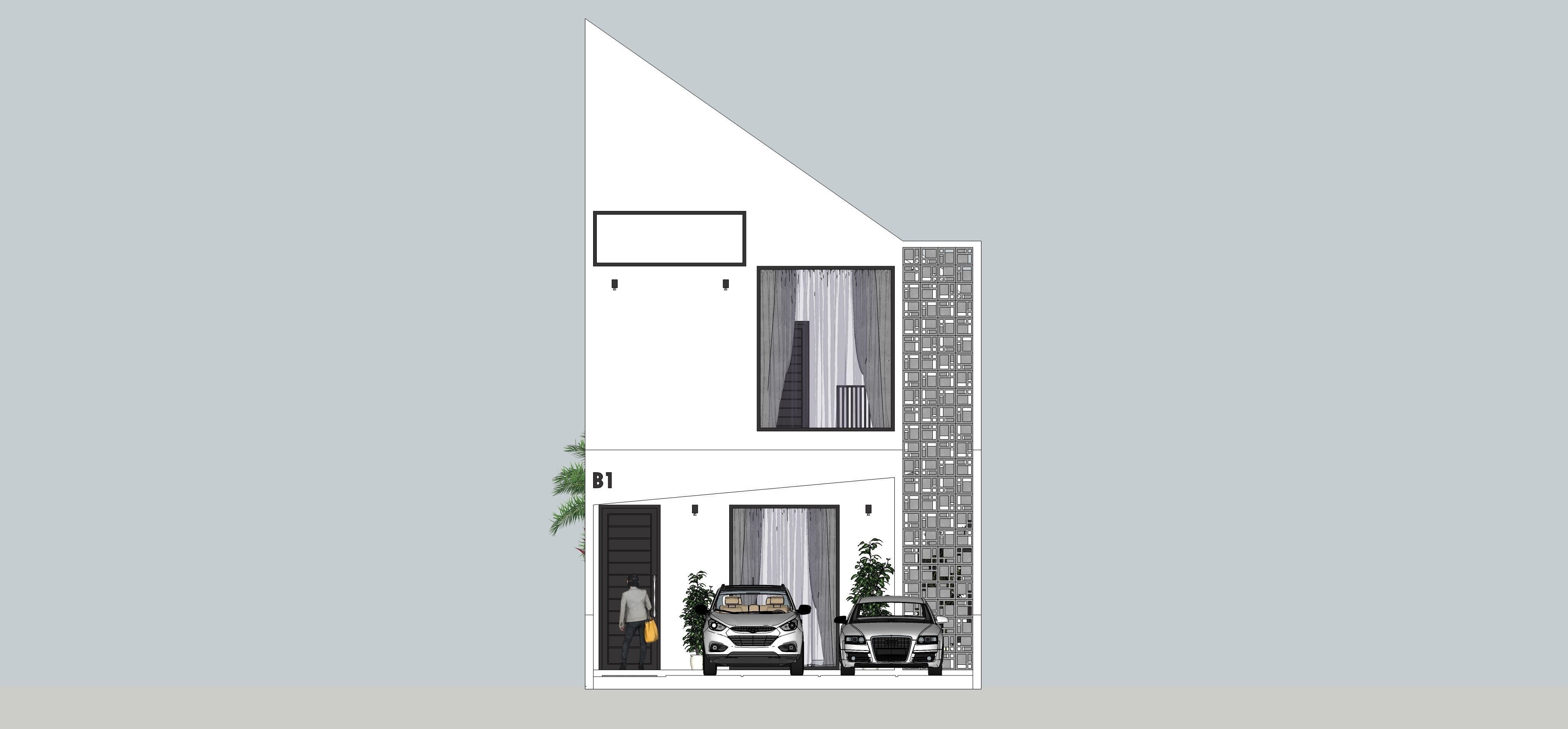 TERRACE HOUSE EXTERIOR AND INTERIOR DESIGN Low-poly 3D model_3