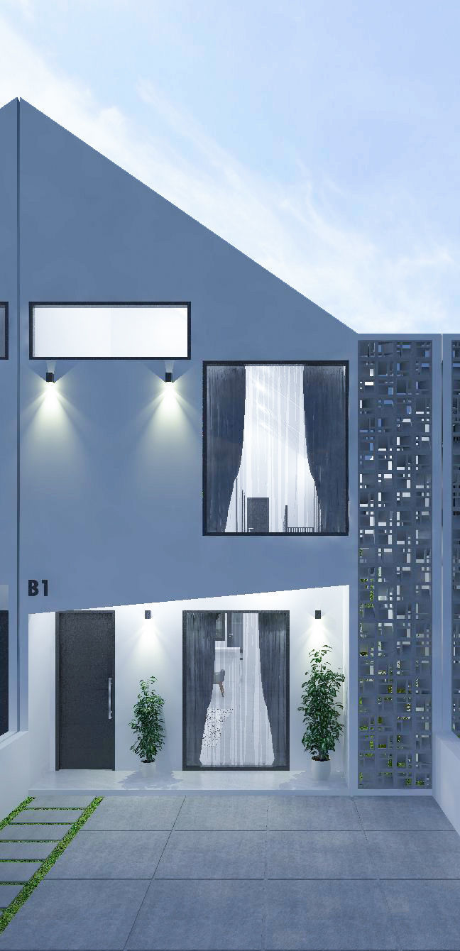 TERRACE HOUSE EXTERIOR AND INTERIOR DESIGN Low-poly 3D model_6