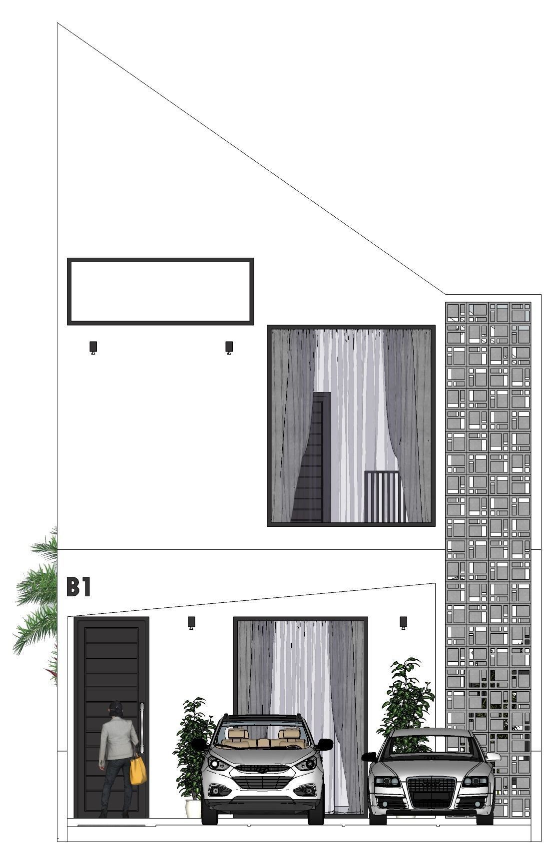 TERRACE HOUSE EXTERIOR AND INTERIOR DESIGN Low-poly 3D model_4