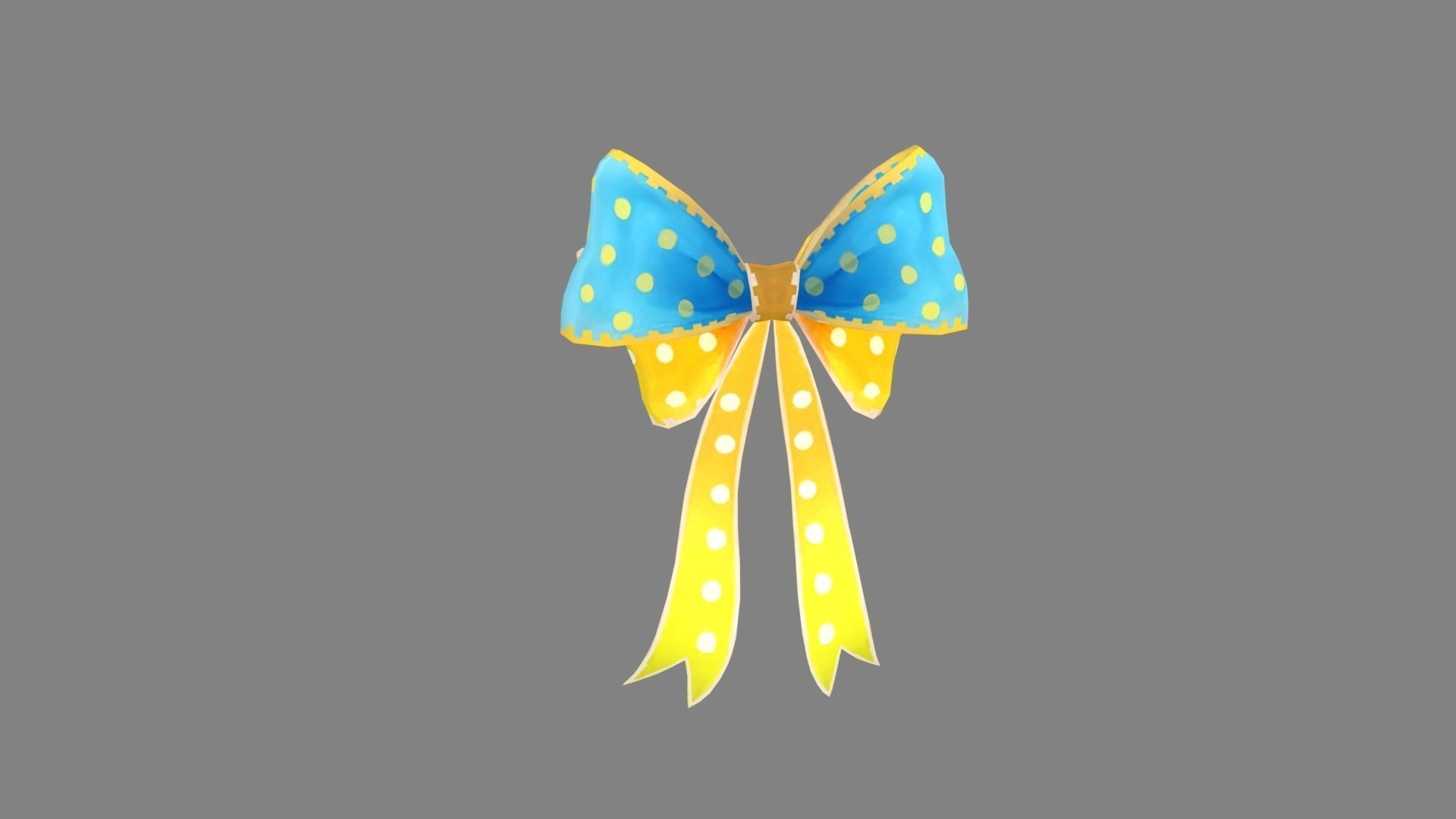 cartoon blue bow tie Low-poly 3D model_2